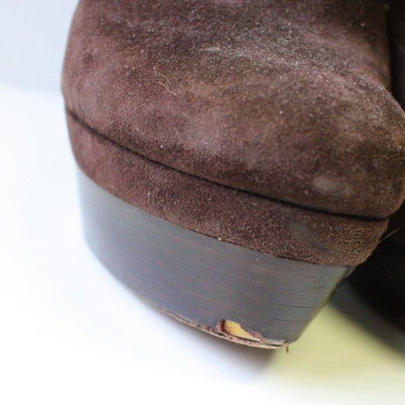 Rachel Zoe Brown Audrey Suede and Snakeskin Platform Ankle Boot Shoes size US 10 - Picture 9 of 12